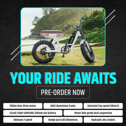 EWHIP THE CAPTAIN Electric 1000W E-bike White - EWHIP