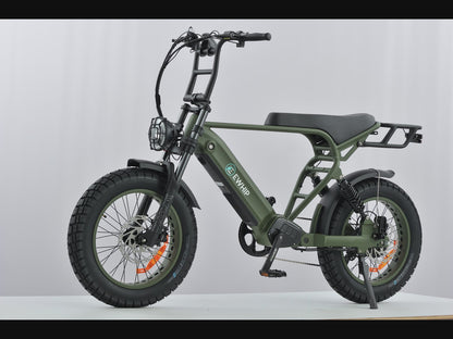 Video montage featuring close-up details of The Boom ebike components and green finish