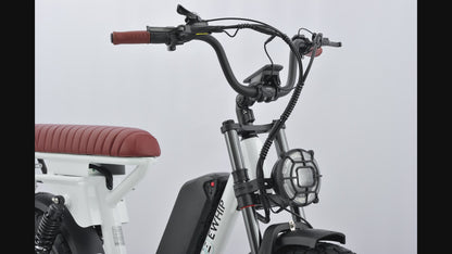 Montage of The Captain ebike details including LCD display, rust-proof rims, and hydraulic suspension